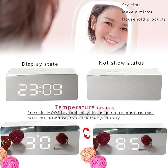 Digital Alarm Clock Table Clock for Students, Home, Office, Corporate with Automatic Sensor, Date & Temperature-Black, Plastic, 14W x 8H Centimeters (1, Silver)
