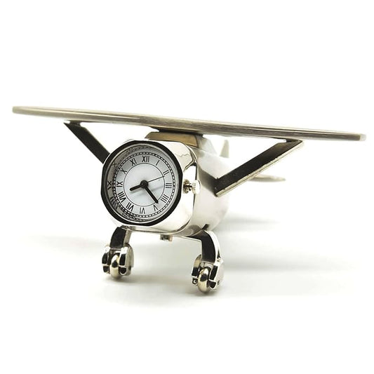 Aeroplane Miniature Table Clock, Stylish Analog Desk Clock & Paper Weight, Manual Adjustment, Easy Battery Replacement, Ideal for Students & Kids Bedroom, Vintage Decor for Home & Office