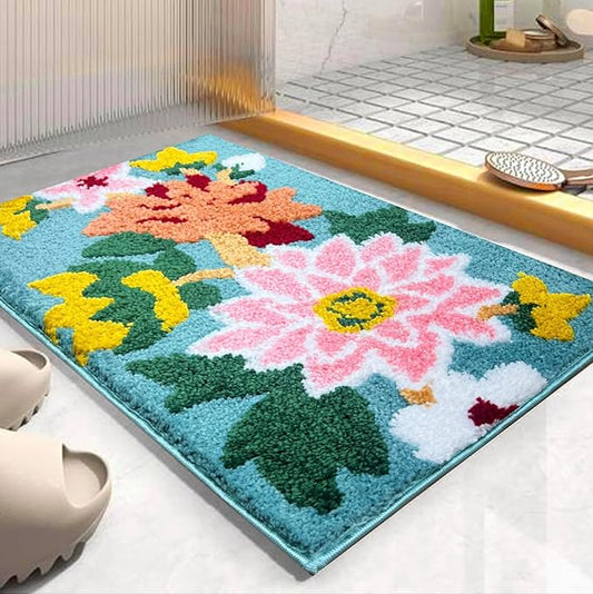Nature Super Soft (40x60 cm) Microfibre 2000 GSM Bath Mat Super Absorbent Anti Skid Door Mats for Home/Bathroom/Bedroom/Kitchen/Floor Mat (Green) Pack of 1