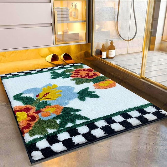 Como Super Soft (40x60 cm) Microfibre 2000 GSM Bath Mat Super Absorbent Anti Skid Mat for Bathroom/Bedroom/Kitchen/Door Mat/Floor Mat (Multicolour) Pack of 1